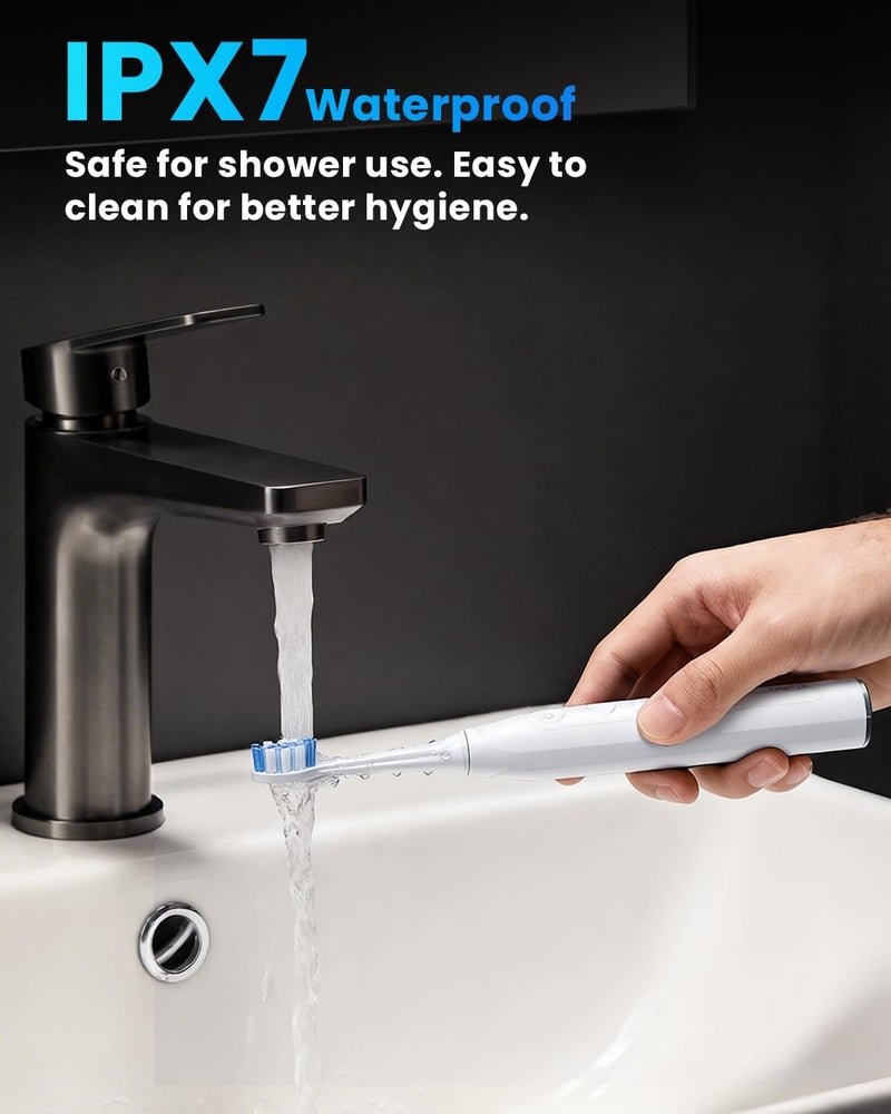 Onlyone Sonic Electric Toothbrush for Adults, Rechargeable Ultrasonic Electric Toothbrush with 8 Brush Heads, Travel Case, Charging Base & Wireless Charging - 5 Modes with Smart Timer - Image 4